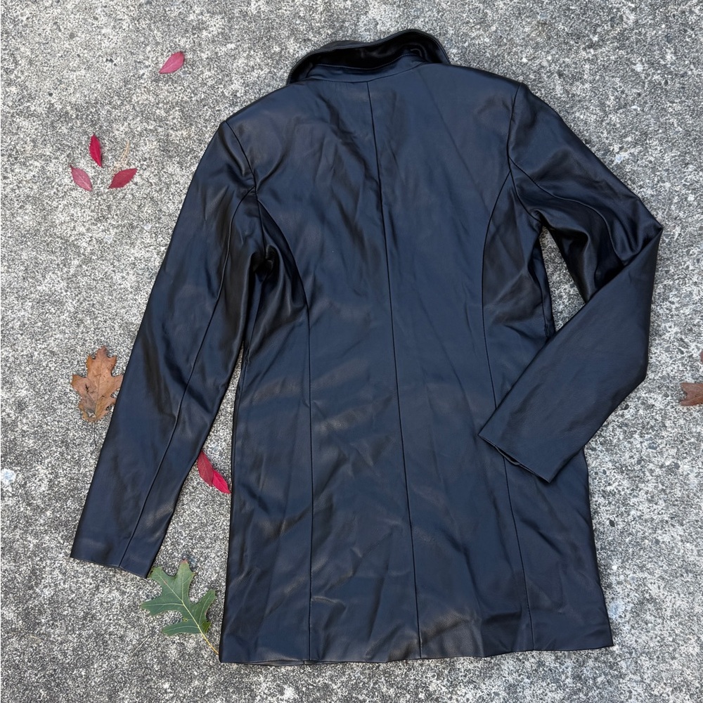 7 For All Mankind dark chocolate brown/ black vegan Leather Jacket - Picture 2 of 11